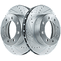 Front Brake Disc, Cross-drilled and Slotted, Vented, 8 Lugs, Pro-Line Series