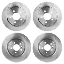 Front and Rear Brake Disc, 4-Wheel Set, Plain Surface, Vented, 5 Lugs, Pro-Line Series