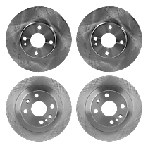 Front and Rear Brake Disc, Plain Surface, Vented - Front; Solid - Rear, 4 Lugs, 2.0L 4Cyl, Pro-Line Series