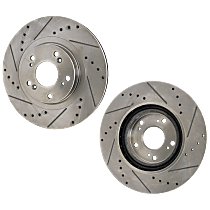 Front Brake Discs, Cross-drilled and Slotted, Vented, 5 Lugs, 11.81 in. Disc Diameter, Pro-Line Series