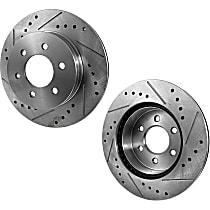 Front Brake Disc, Cross-drilled and Slotted, Vented, 6 Lugs, Pro-Line Series