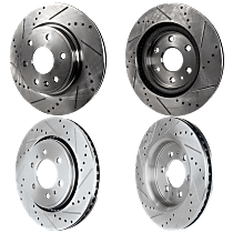 Front and Rear Brake Disc, Cross-drilled and Slotted, Vented, 6 Lugs, Pro-Line Series