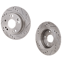 Rear Brake Disc, Cross-drilled and Slotted, Solid, 5 Lugs, 259.7 mm, 260 mm Rotor Diameter, 2.4L 4Cyl, Pro-Line Series
