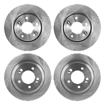 Front and Rear Brake Disc, 4-Wheel Set, Plain Surface, Vented - Front; Solid - Rear, 5 Lugs, For Models With Electric Parking Brake, Pro-Line Series