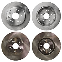 SureStop Front and Rear Brake Disc, Plain Surface, Vented - Front; Solid - Rear, 5 Lugs, 11.81 in/300mm Front, 11.1 in/282mm Rear Disc Diameter, Pro-Line Series