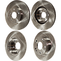 Front and Rear Brake Disc, Plain Surface, Vented - Front; Solid - Rear, 5 Lugs 11.81 in. - Front; 10.24 in. - Rear Pro-Line Series