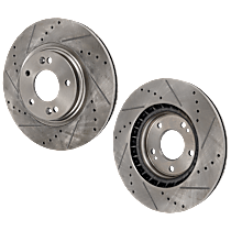 Front, Driver and Passenger Side Brake Disc, Cross-drilled and Slotted, Vented, 5 Lugs, 305.05 mm,, Pro-Line Series
