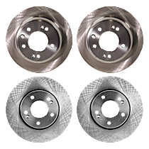 Front and Rear Brake Disc, Plain Surface, Vented - Front; Solid - Rear, 5 Lugs, 2.0L 4Cyl, Pro-Line Series