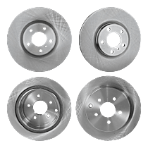 Front and Rear Brake Disc, Plain Surface, Vented - Front; Solid - Rear, 5 Lugs, Except Sport Package, Production Date To December 2011, X, 3.7L 6Cyl, Pro-Line Series
