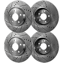 Front and Rear Brake Disc, Cross-drilled and Slotted, Vented, 5 Lugs, Pro-Line Series