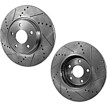 Rear Brake Disc, Cross-drilled and Slotted, Vented, 5 Lugs, Pro-Line Series