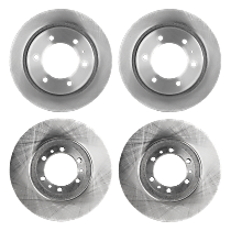 Front and Rear Brake Disc, 4-Wheel Set, Plain Surface, Vented, 6 Lugs, Pro-Line Series