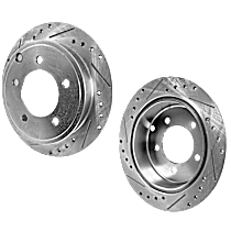 Rear, Driver and Passenger Side Brake Disc, Cross-drilled and Slotted, Solid, 5 Lugs, 262 mm, With Rear Disc Brake, 2.4L 4Cyl, Pro-Line Series