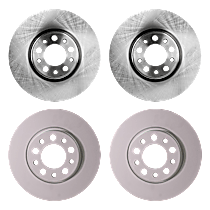 Front and Rear Brake Disc, 4-Wheel Set, Plain Surface, Vented - Front; Solid - Rear, 5 Lugs, Pro-Line Series