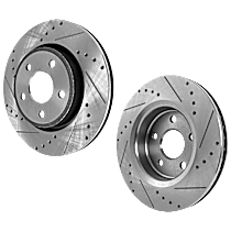 Front Brake Disc, Cross-drilled and Slotted, Vented, 5 Lugs, Pro-Line Series