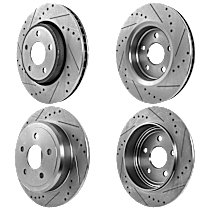 Front and Rear Brake Disc, Cross-drilled and Slotted, 5 Lugs, Limited, 4.7L 8Cyl, Pro-Line Series