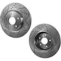 Rear Brake Disc, Cross-drilled and Slotted, Solid, 5 Lugs, 278 mm, BRF, Trailhawk, 2.4L 4Cyl, Pro-Line Series