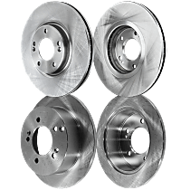 Front and Rear Brake Disc, Plain Surface, Vented - Front; Solid - Rear, 5 Lugs, Pro-Line Series