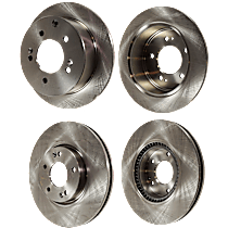 Front and Rear Brake Discs, 4-Wheel Set, Plain Surface, Vented - Front, Solid - Rear, 5 Lugs, 4 Cylinder, 2.4L Engine, Pro-Line Series