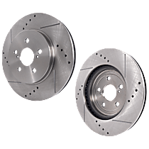 Front Brake Disc, Cross-drilled and Slotted, Solid, 5 Lugs, 319 mm, Base, 3.3L 6Cyl, Pro-Line Series