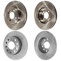 Front and Rear Brake Disc, 4-Wheel Set, Plain Surface, Vented - Front; Solid - Rear, 4 Lugs, Pro-Line Series