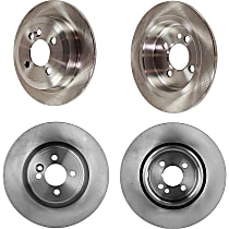 Front and Rear Brake Disc, 4-Wheel Set, Plain Surface, Vented - Front; Solid - Rear, 4 Lugs, Pro-Line Series