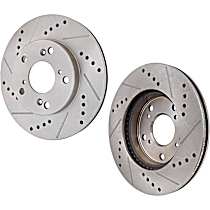 Rear Brake Disc, Cross-drilled and Slotted, Solid, 5 Lugs, 261.87 mm, GTS, 3.0L 6Cyl, Pro-Line Series