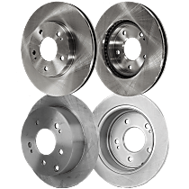 Front and Rear Brake Disc, Plain Surface, Vented - Front; Solid - Rear, 5 Lugs, Pro-Line Series