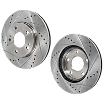Front Brake Disc, Cross-drilled and Slotted, Vented, 5 Lugs, Pro-Line Series