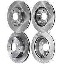 Front and Rear Brake Disc, Plain Surface, Vented, 5 Lugs, 3.8L 6Cyl, Pro-Line Series