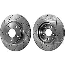 Front Brake Disc, Cross-drilled and Slotted, Vented, 5 Lugs, 295 mm, AWD, GX, 2.0L 4Cyl, Pro-Line Series