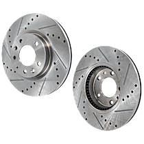 Front Brake Disc, Cross-drilled and Slotted, Vented, 5 Lugs, 299 mm, 3.7L 6Cyl, Pro-Line Series