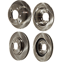 Front and Rear Brake Discs, Plain Surface, Vented - Front, Solid - Rear, 5 Lugs, Pro-Line Series