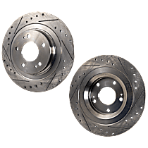Rear Brake Disc, Cross-drilled and Slotted, Solid, 5 Lugs, 302.01 mm, 2.0L 4Cyl, Pro-Line Series