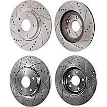 Front and Rear Brake Disc, Cross-drilled and Slotted, Vented - Front; Solid - Rear, 5 Lugs, 3.5L 6Cyl, Pro-Line Series