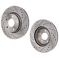 Front Brake Disc, Cross-drilled and Slotted, Vented, 5 Lugs, 296 mm, 2.5L 4Cyl, Pro-Line Series