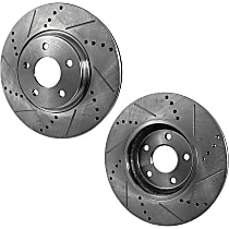 Rear Brake Disc, Cross-drilled and Slotted, Solid, 5 Lugs, 308.1 mm, Pro-Line Series
