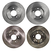 Front and Rear Brake Disc, Plain Surface, Vented - Front; Solid - Rear, 5 Lugs 11.23 in. - Front; 10.94 in. - Rear Pro-Line Series