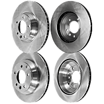 Front and Rear Brake Discs, 4-Wheel Set, Plain Surface, Vented, 5 Lugs, 13.78 in. Front/12.99 in. Rear Disc Diameter, Cast Iron, Pro-Line Series