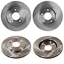 Front and Rear Brake Disc, Plain Surface, Vented - Front; Solid - Rear, 5 Lugs 10.5 in. - Front; 10.94 in. - Rear Pro-Line Series