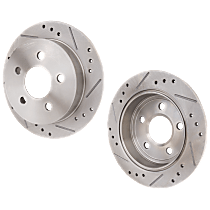 Rear Brake Disc, Cross-drilled and Slotted, Solid, 5 Lugs, Pro-Line Series