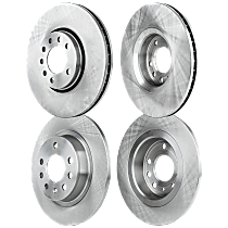Front and Rear Brake Disc, 4-Wheel Set, Plain Surface, Vented - Front; Solid - Rear, 5 Lugs, Pro-Line Series