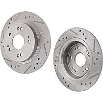 Rear Brake Disc, Cross-drilled and Slotted, Solid, 5 Lugs, 278.89 mm, Pro-Line Series