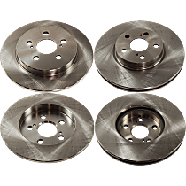 SureStop Front and Rear Brake Discs, 4-Wheel Set, Plain Surface, Vented - Front, Solid - Rear, Pro-Line Series