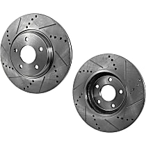 Front Brake Disc, Cross-drilled and Slotted, Vented, 5 Lugs, Pro-Line Series