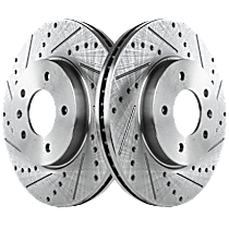 Front Brake Disc, Cross-drilled and Slotted, Vented, 5 Lugs, Pro-Line Series
