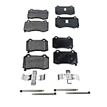 Front and Rear Brake Pad Sets, Semi-Metallic - Front; Ceramic - Rear, Pro-Line Series