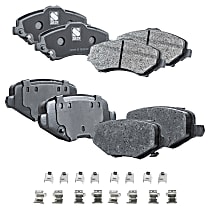 Front and Rear Brake Pad Sets, Semi-Metallic - Front; Ceramic - Rear, Pro-Line Series
