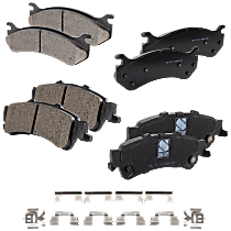 Front and Rear Brake Pad Set, Ceramic, 4-Wheel Set, Hardware Includes (4) Pieces Pad Locating Clip, Pro-Line Series