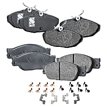 Front and Rear Brake Pad Sets, Organic, Hardware Includes (4) Pieces Pad Locating Clip (Coated), Pro-Line Series